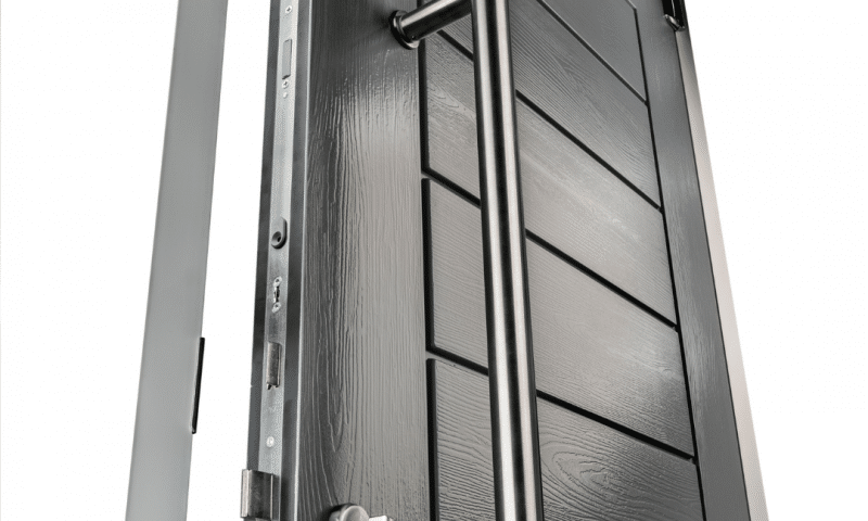 Close up of Anthracite Grey Italia door with Winkhaus lock